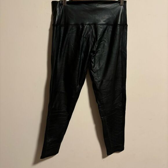 7 For All Mankind Faux Leather Liquid Moto Legging Pants Black- Size Large - Picture 7 of 10